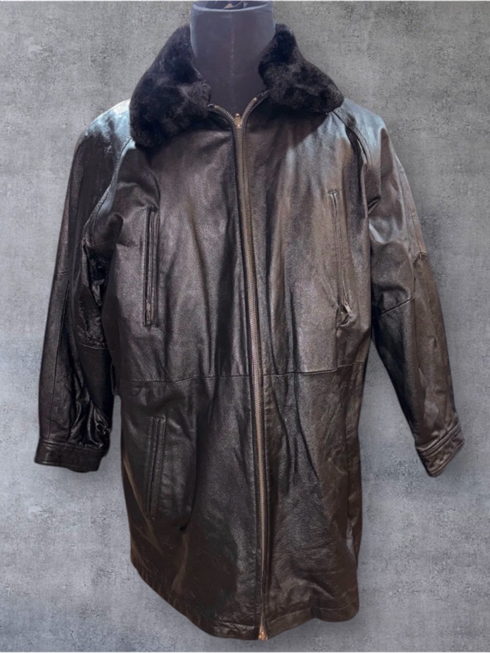 Wilson Black Leather Military Coat